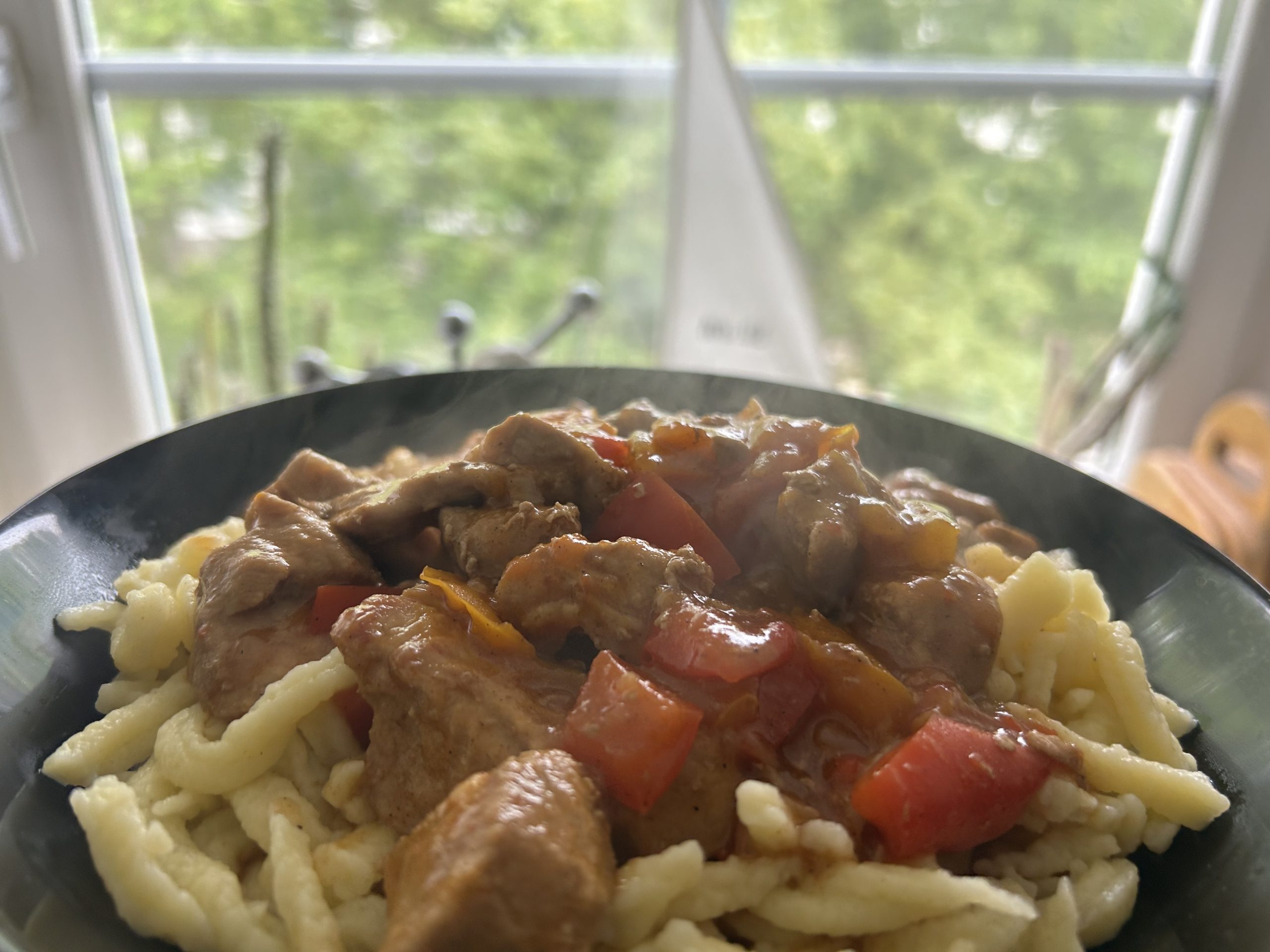 Leckerer Gulasch mit SpƤtzle.